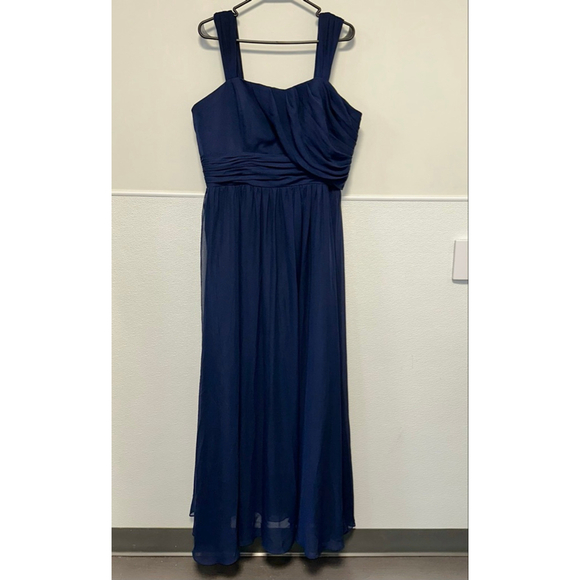 Women's Alfred Angelo Navy Maxi Dress Size 18 Wedding Formal Chiffon Prom Plus - Picture 9 of 12